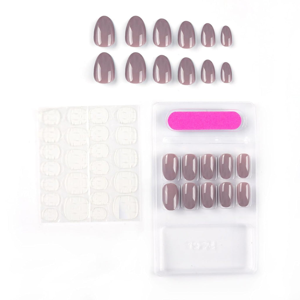 NAILWIND 24pcs Press on Nails | Natural French Short False Nails | Acrylic Full Cover Nails | Natural Fake Nails Delicate & Comfortable for Women and Girls (V-29) - Image 4