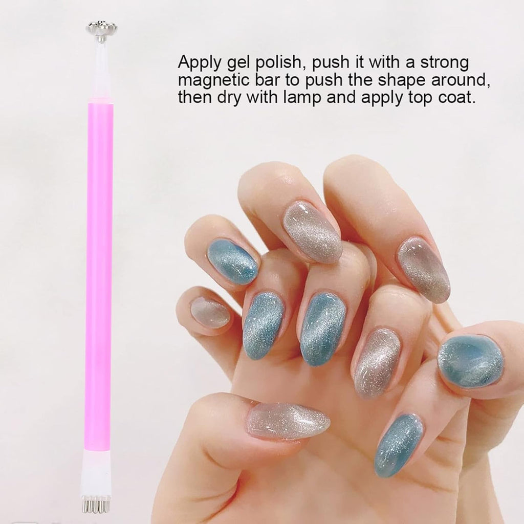 NAILWIND Nail Art Magnet Stick Cat Eyes Double-headed Magnetic Nail Painting Pen, Dotting Pen for Cat Eye UV LED Gel Nail Art Polish, Professional Acrylic Manicure Tool - Image 9