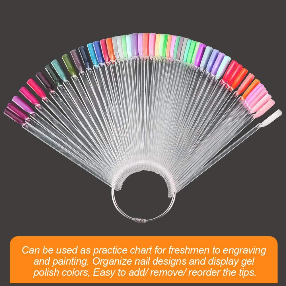 NAILWIND Fan Shape Nail Art Polish Display Tips, False Nails Sample Sticks, Nails Practice Color Display, for Nail Home DIY Nails Salon Practice Tools (Fan-shaped CLEAR, 100 - Pcs) - Image 6