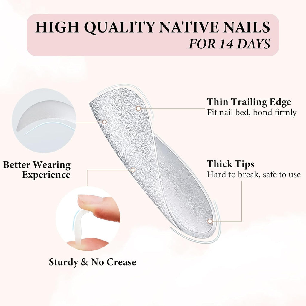 NAILWIND Almond Press On Nails Medium, Nude Short Press On Soft Gel Mirror Designs Glossy Ombre Nails with Nail Glue, Semi-Transparent Reusable Glue On in 15 Sizes - 30PCS Stick On Nail Kit, Acrylic Nail for Women 26 - Image 8