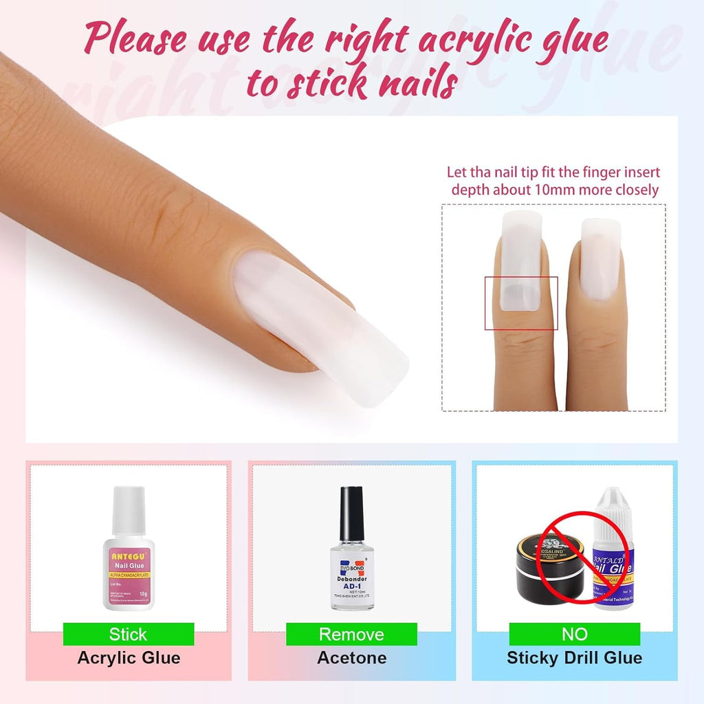 NAILWIND Silicone Practice Fingers for Acrylic Nails, Soft Nail Training Model Practice Finger, Flexible Nail Mannequin Finger for DIY Nails Practice, Including 20pcs Tips - Image 8