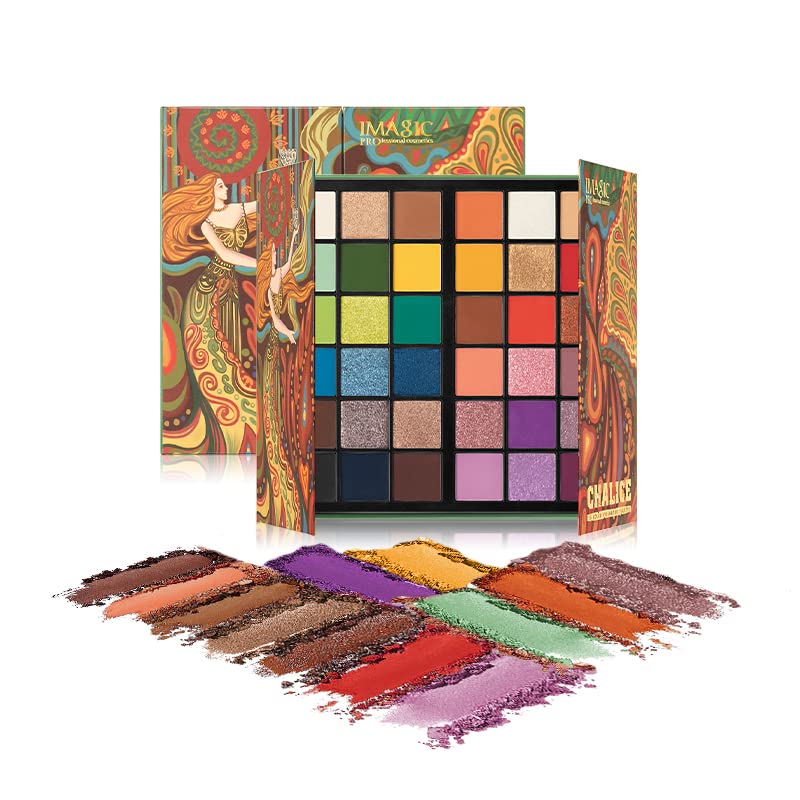 COSLUXE IMAGIC Pro Chalice 36 Color Eyeshadow Palette, 30.8g Eyeshadow Matte Shimmer Finish Make up Palette Highly Pigmented Colorful Powder - Multicolor