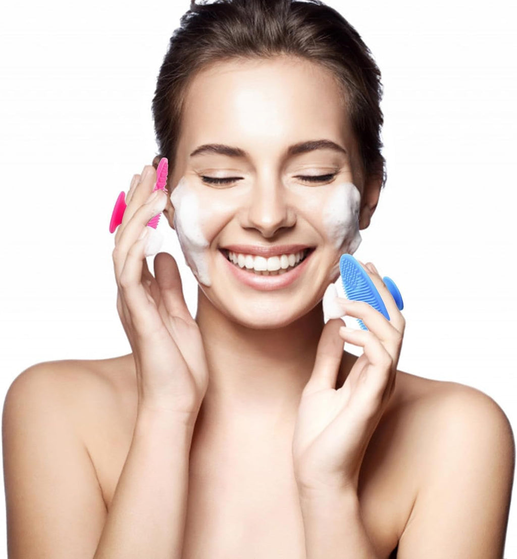 My Colors Facial Cleansing Brush | Soft Silicone Face Scrubber | Facial Exfoliation Scrub for Massage Pore Cleansing Blackhead Removing Deep Scrubbing for All Kinds of Skins women & girls (2pcs) - Image 6