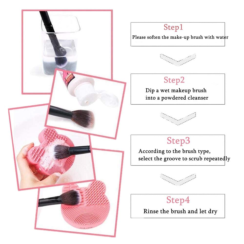 COSLUXE Makeup Brush Cleaning Mat with Color Removal Sponge, 2 in 1 Design Silicone Cleaner Pad for Dry Brush Color Switch and Wet Cleaning - Image 7