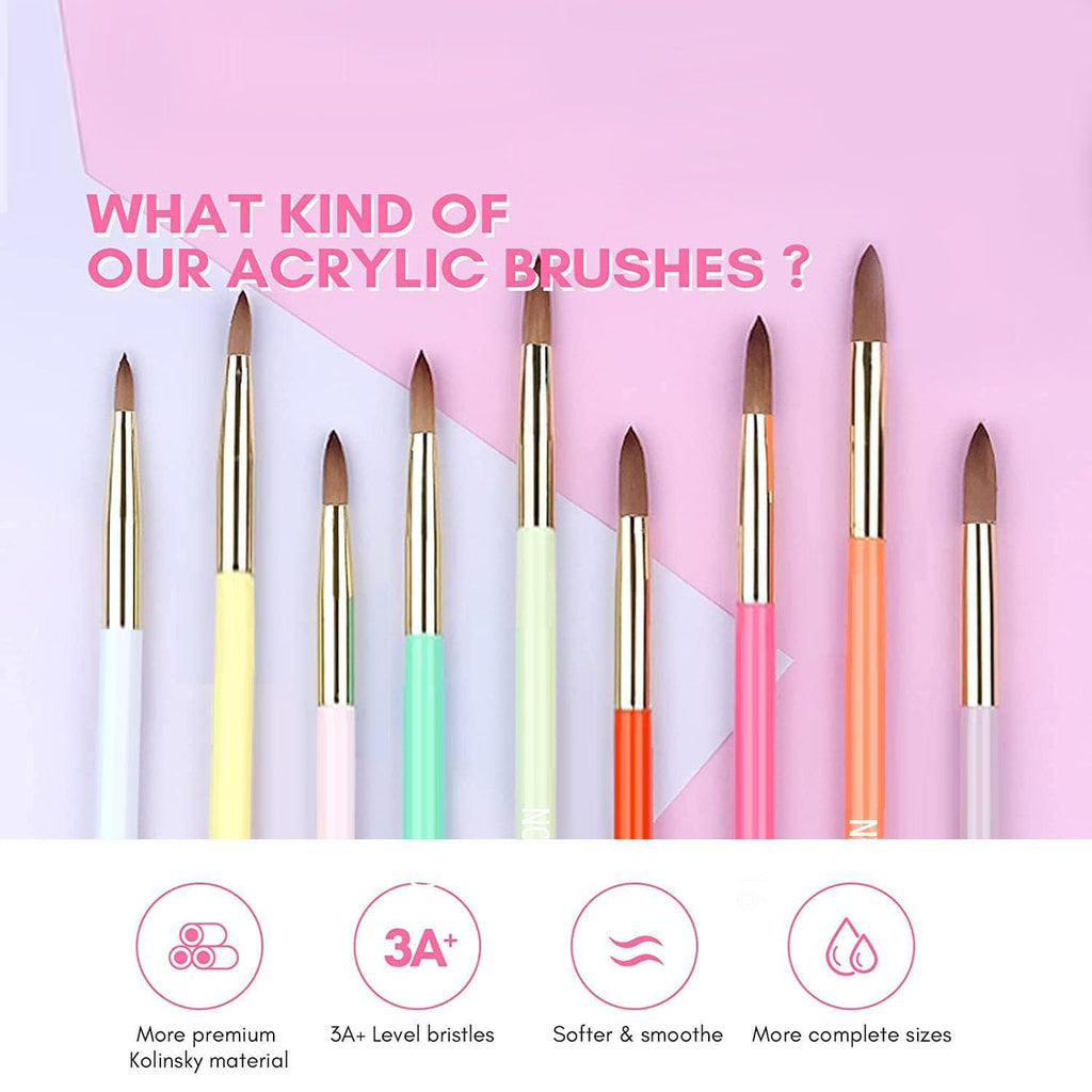 NAILWIND 9PCS Acrylic Nail Brush Set,Nail Art Brushes Set Nail Art Design Pen Painting Tools Fingernail Brush for Acrylic Powder Application Nail Extension 3D Carving Size 4/6/8/10/12/14/16/18/20 - Image 5