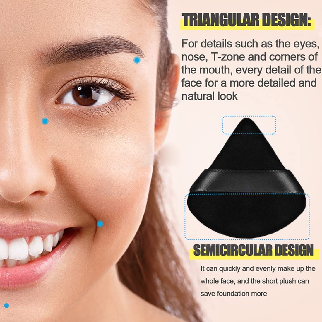 COSLUXE IMAGIC 6 Pieces Powder Puff Soft Face Triangle Makeup Puff for Loose Powder Body Cosmetic Foundation Sponges Beauty Blender Makeup Tool Multicolors - Image 4