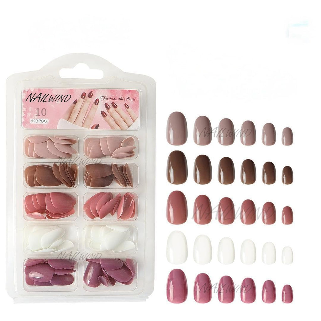NAILWIND 120 Pcs Soft Gel Nails | Medium Round Artificial Nails Extensions | Combo in 5 Colors With Glue Stickers | Acrylic Nails Press ons for Women Girls (10)
