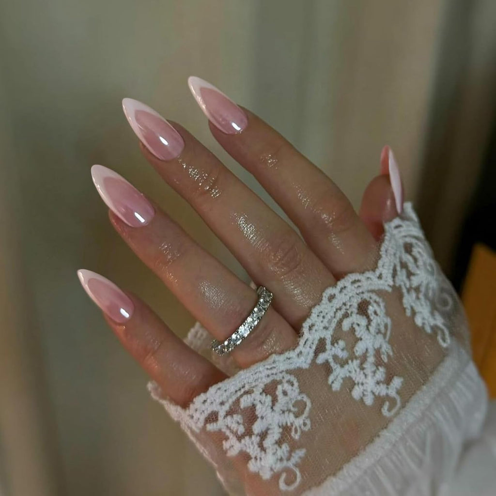 NAILWIND Chrome White French Tip Press On Nails | Short Almond | 15 Sizes 30 Pcs | French Nail | Natural Short Almond Nails False Nails for Women Girl - Image 7