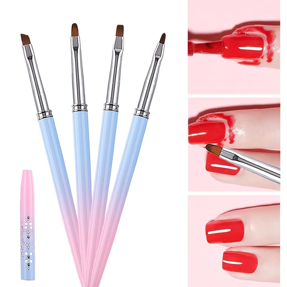 NAILWIND Nail Art Brushes,5 Pcs Round&Angled Nail Brushes for on the Cuticles, Nail Brush, Finger nail Brushes for Nail Art and Designs