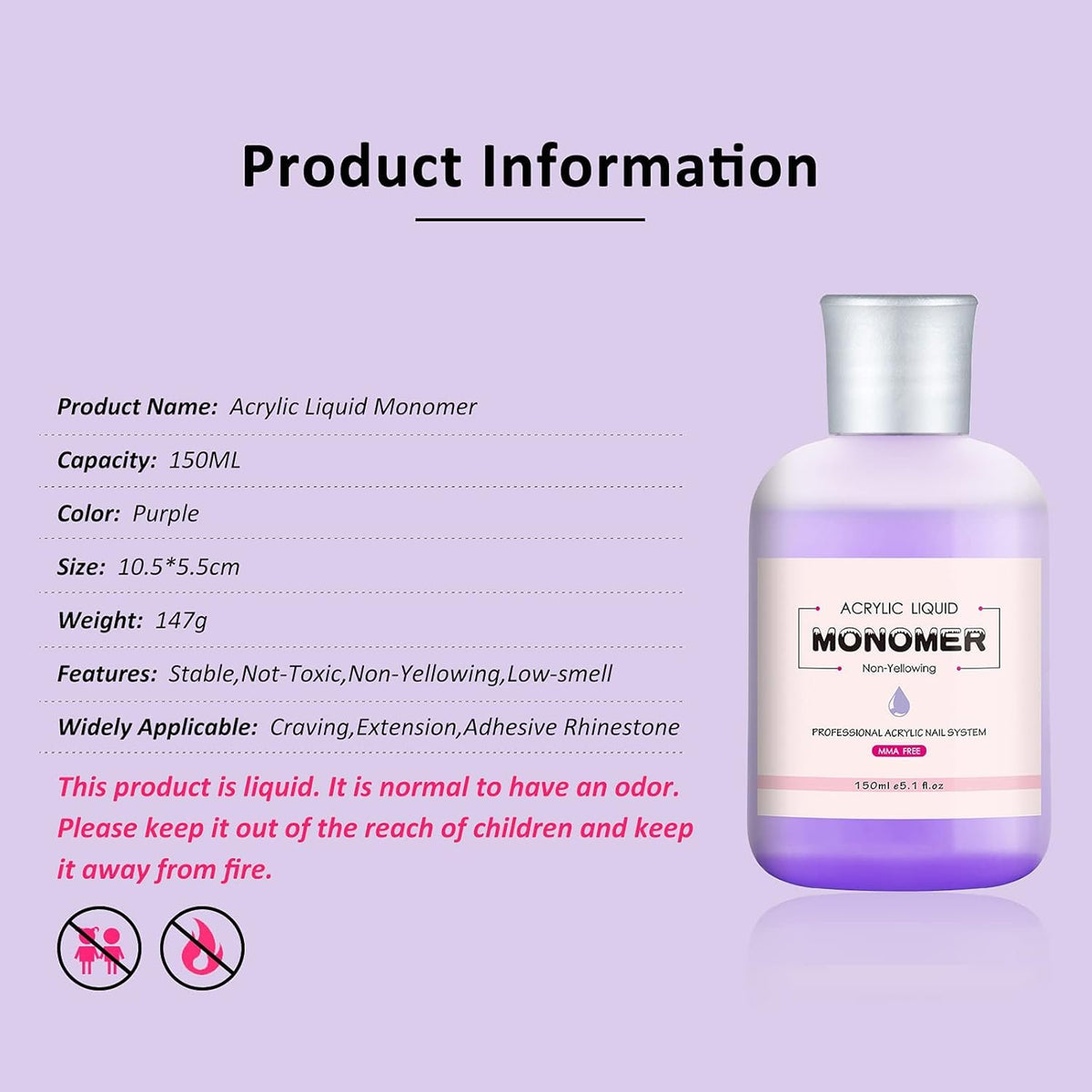 NAILWIND Acrylic Nail Monomer Kit | 150ml MMA-Free, Non-Yellowing, Professional Polymer System for Acrylic Nail Art & Extensions - Image 6