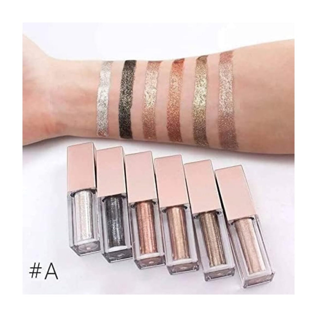 COSLUXE 6 pcs Glitter Liquid Eyeshadow Set, 6 Colors Metallic Glitter Shimmer Smokey Eye Looks Waterproof Long Lasting EyeShadow Makeup Kits (A) - Image 6