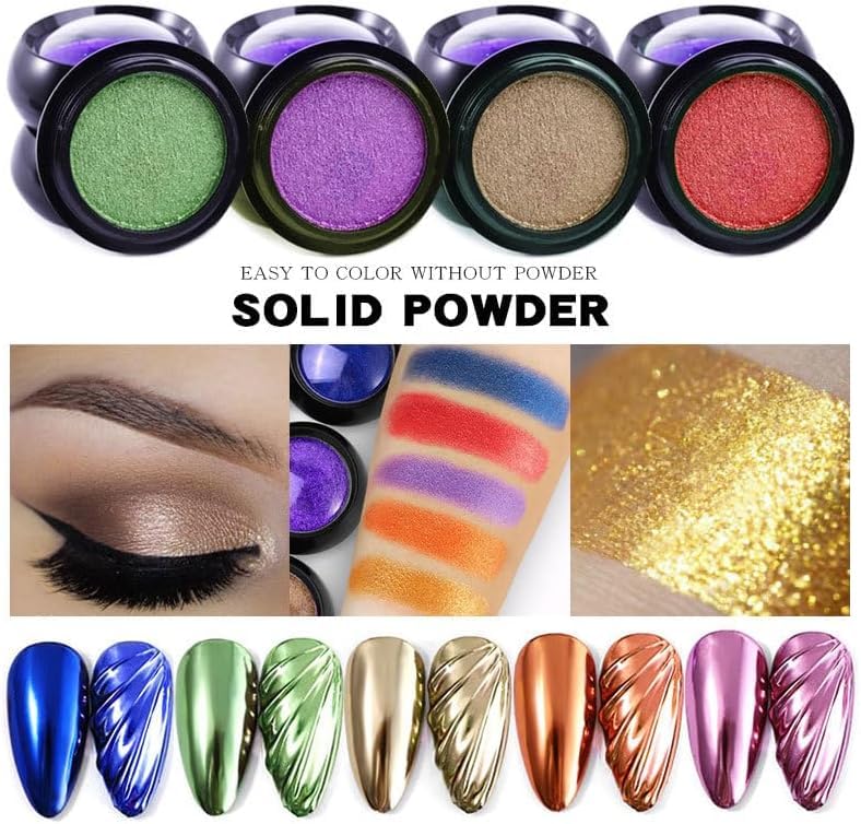 NAILWIND Pink Purple Colors Chrome Nail Powder Set, Reflective Glitter Metallic Mirror Effect for Nails Art Design 3D Holographic Silver Rose Gold Pigment 1- PCS - Image 6