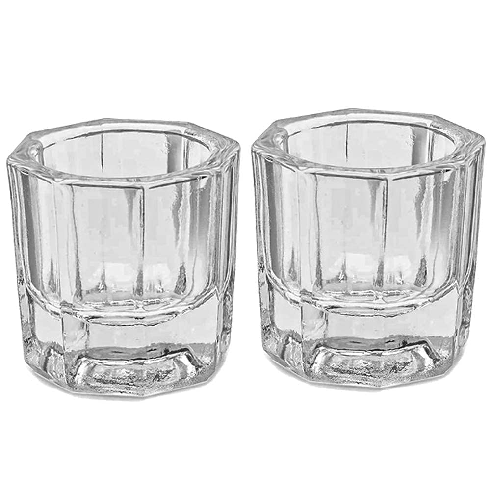 NAILWIND Dappen Dish Cups for Nail Art Acrylic Liquid - Clear Glass Nail Monomer Liquid Bowl Dampen Dish Powder Holder, Acrylic Glass Jar for Nails (pack of 2) - Image 2