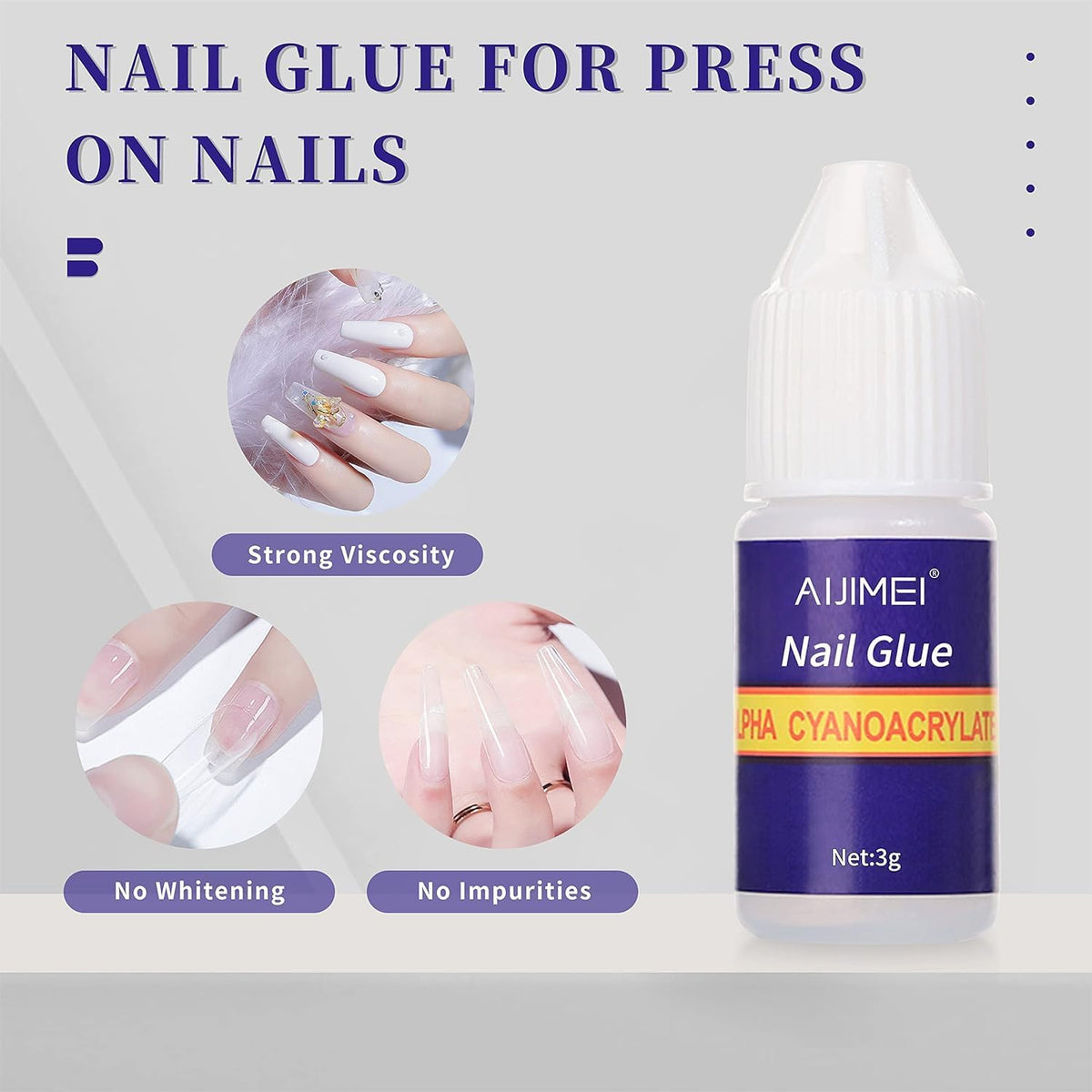 MY COLOR Nail Glue Pack of 5 I Quick Drying Nail Glue I Adhesive Beauty Nails False Nail Tips Acrylic Nails Glue for Nails 5 X 3g - Image 3