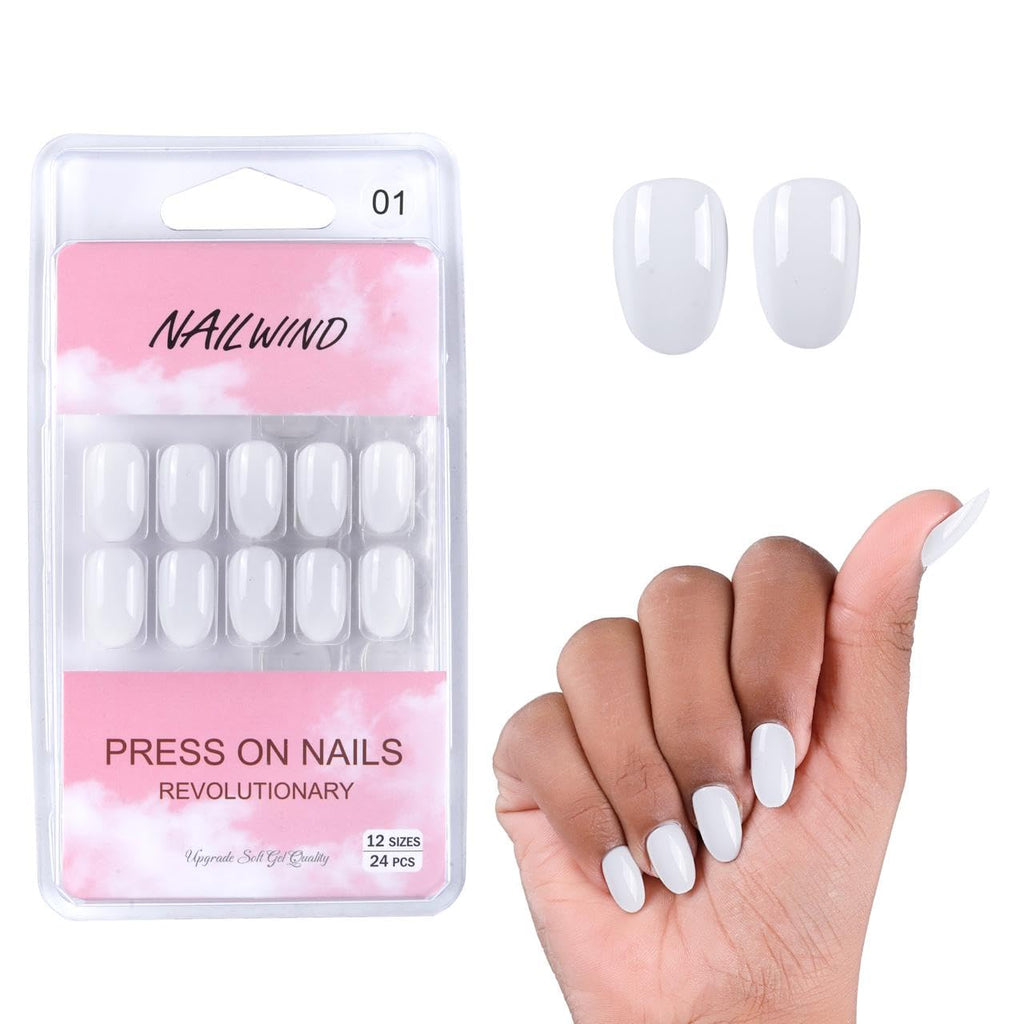 NAILWIND 24 Natural French Short False Nails Acrylic Full Cover Nails,Natural Fake Nails Delicate & Comfortable for Women and Girls (N01, 24 Count -Pack of 1) - Image 5