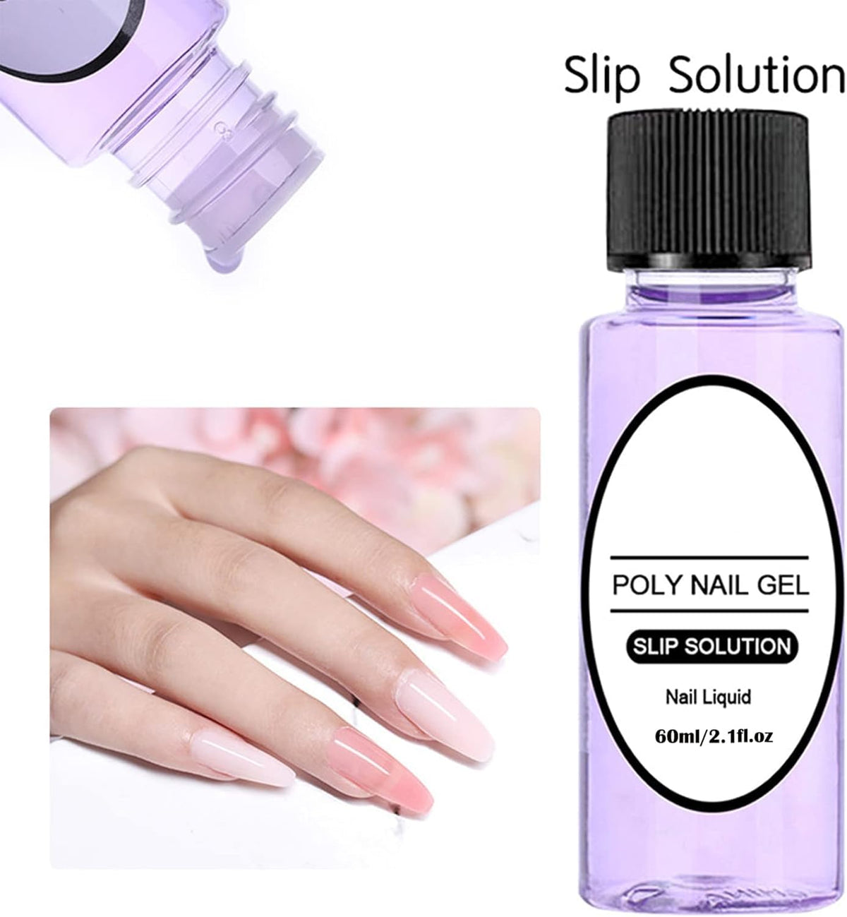 NAILWIND Slip Solution Poly Gel Kit - 75ml Slip Solution for Poly Nail Gel, Nail Extension Liquid Solution Anti-stick Tools with Nail Art Brush Starter Kit for Poly Extension Nails - Image 8