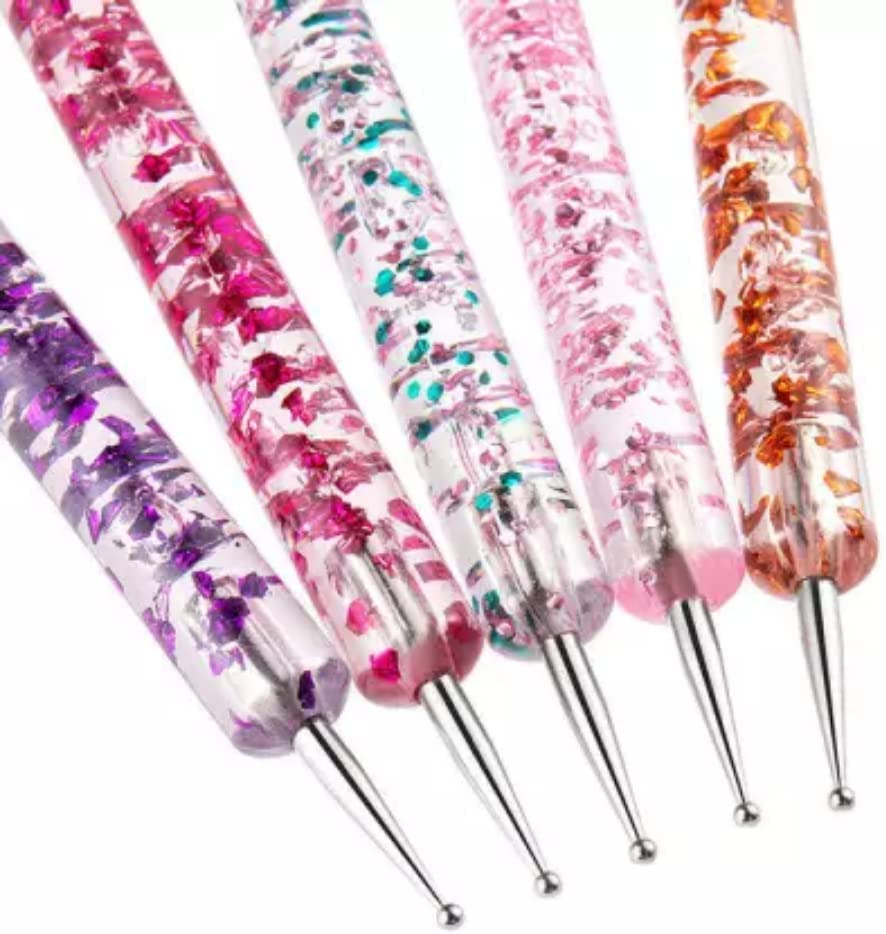 NAILWIND Nail Art Dotting Pen Dual?Ended Nail Art Brushes, Manicure Picking Pen for Rhinestones Steel Balls Pearls Nail Decoration, DIY Gel Nail Making Dots Design Pen (Multi, 5 PCS) - Image 4