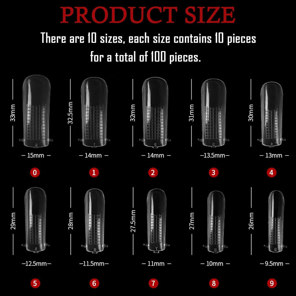 NAILWIND 100Pcs Poly Gel False Nail Tips, Nail Extension Form for Poly Nail Gel Nail Extension, Full Cover Uv Acrylic Nail Art Mold Fake Nails Extension Transparent Pack Of 1 - Image 5