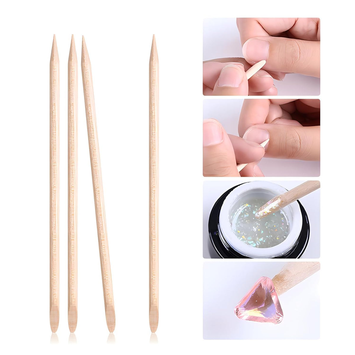 COSLUXE Orange Wood Nail Sticks Double Sided Multi Functional Cuticle Pusher Remover Manicure Pedicure Tool for Manicure Pedicure 50 pcs - Image 4