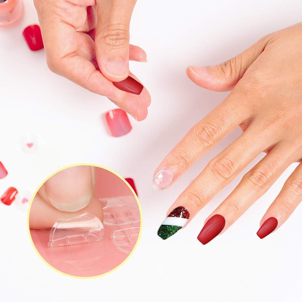 NAILWIND Nail Glue Stickers Transparent Double-side Glue Nail Sticker Adhesive Flexible Fake Nail Tips Adhesive Tabs Nail Glue for Women and Girls 6 - Sheets 144 - Pcs - Image 5