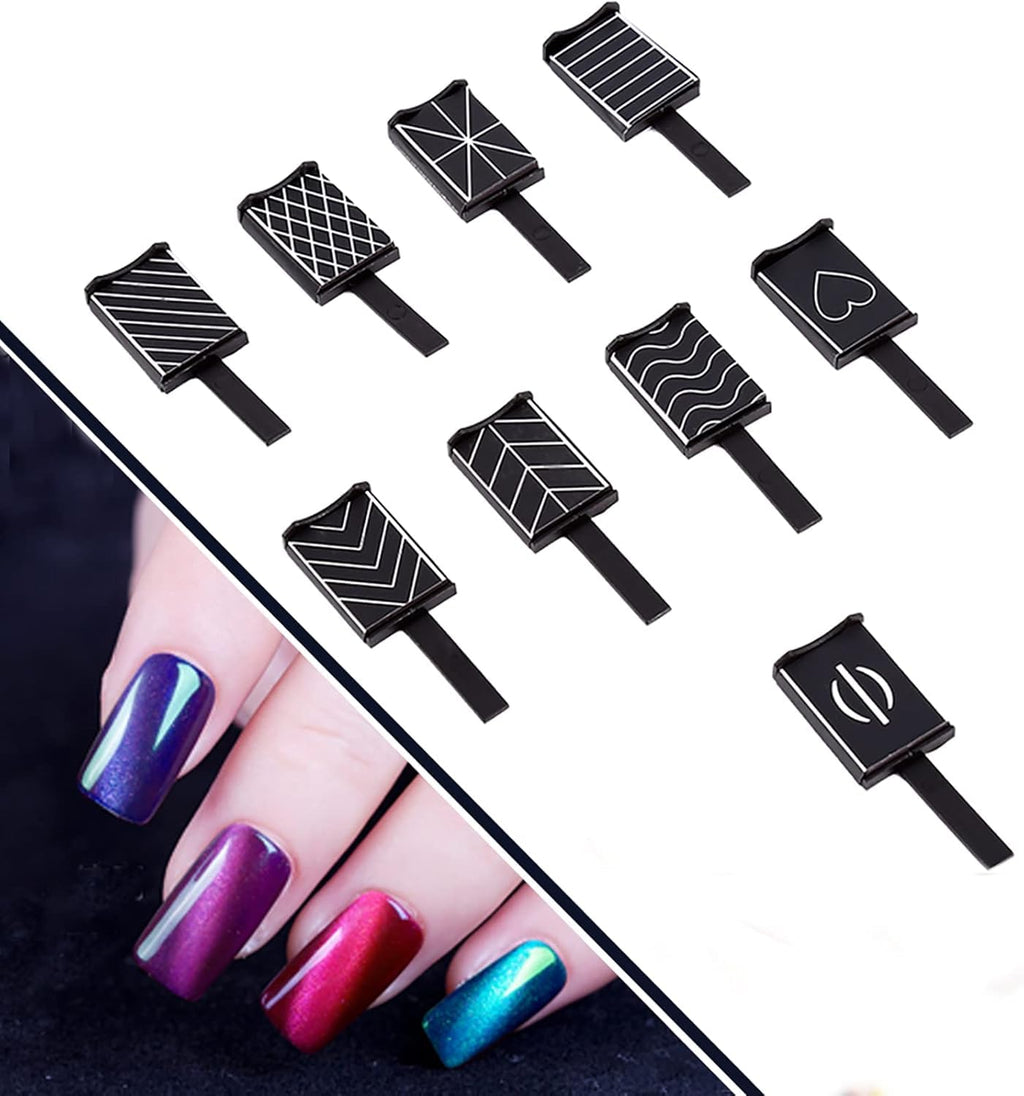 NAILWIND 9 Pcs 3D Cat Eyes Nail Art Magnetic Pen Set, Double-head Magic Magnet Stick, For 3D Magnetic Cat Eye Gel Nail Polish Nail Art Manicure Tool - Image 9