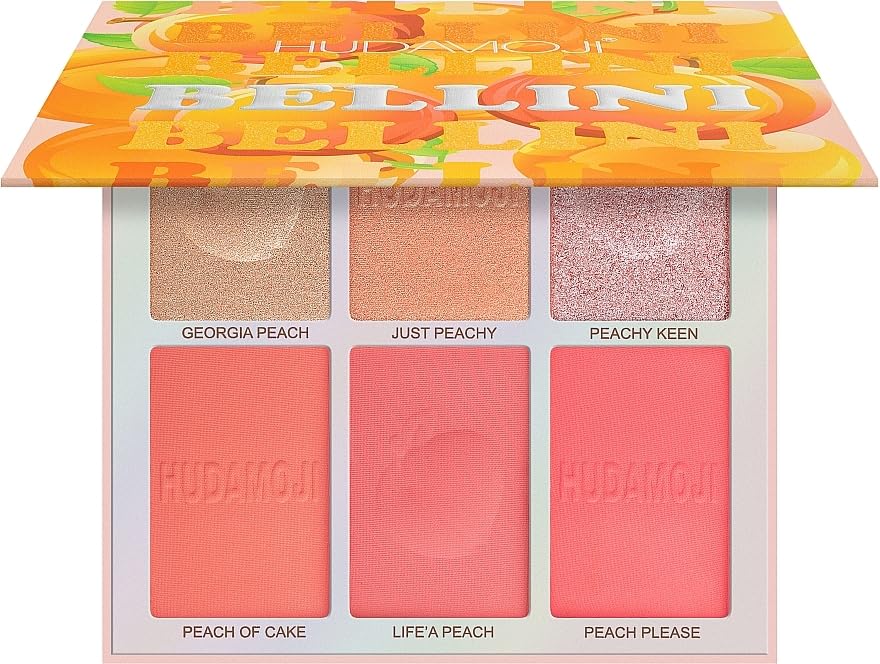 HUDAMOJI Blush Highlighter Palette | 6 Color Matte Shimmer Blusher Face Makeup | Bellini Blusher Palette | 36g