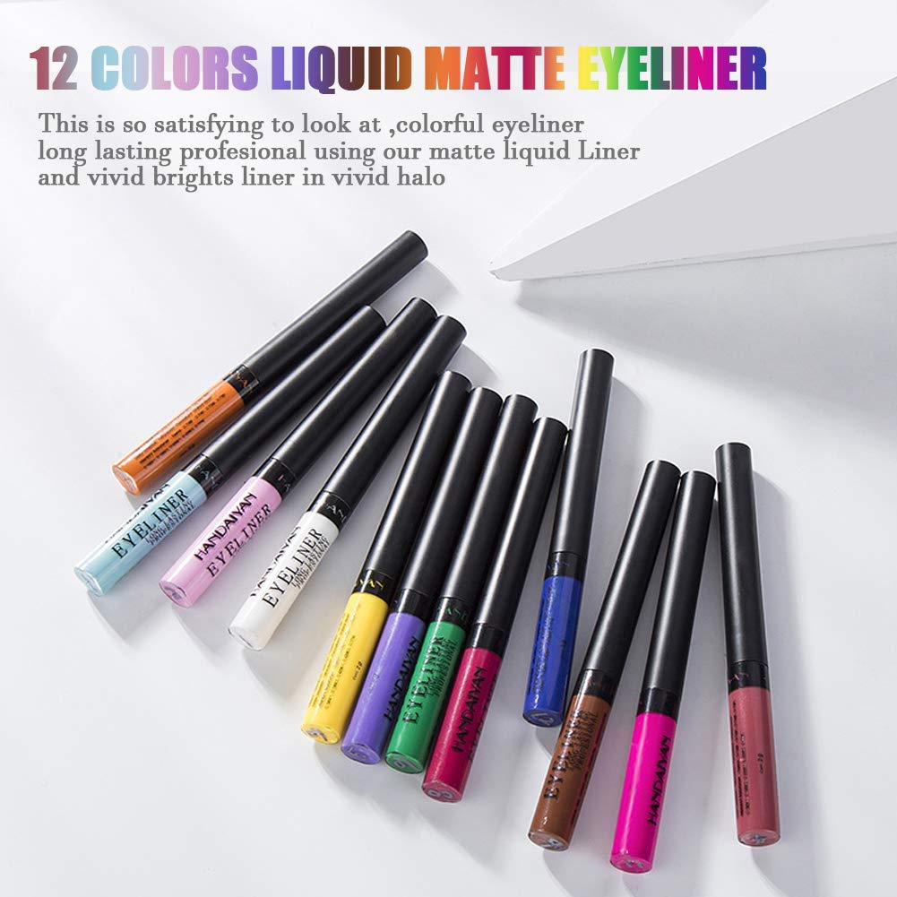 My Colors Colorful Liquid Eyeliner Set, 12 colors Matte Neon Eyeliner Pencil Pigmented Waterproof Smudgeproof Long Lasting Gel Eye Liner Eye Makeup Gift Kit for Women Multicolor - Image 5
