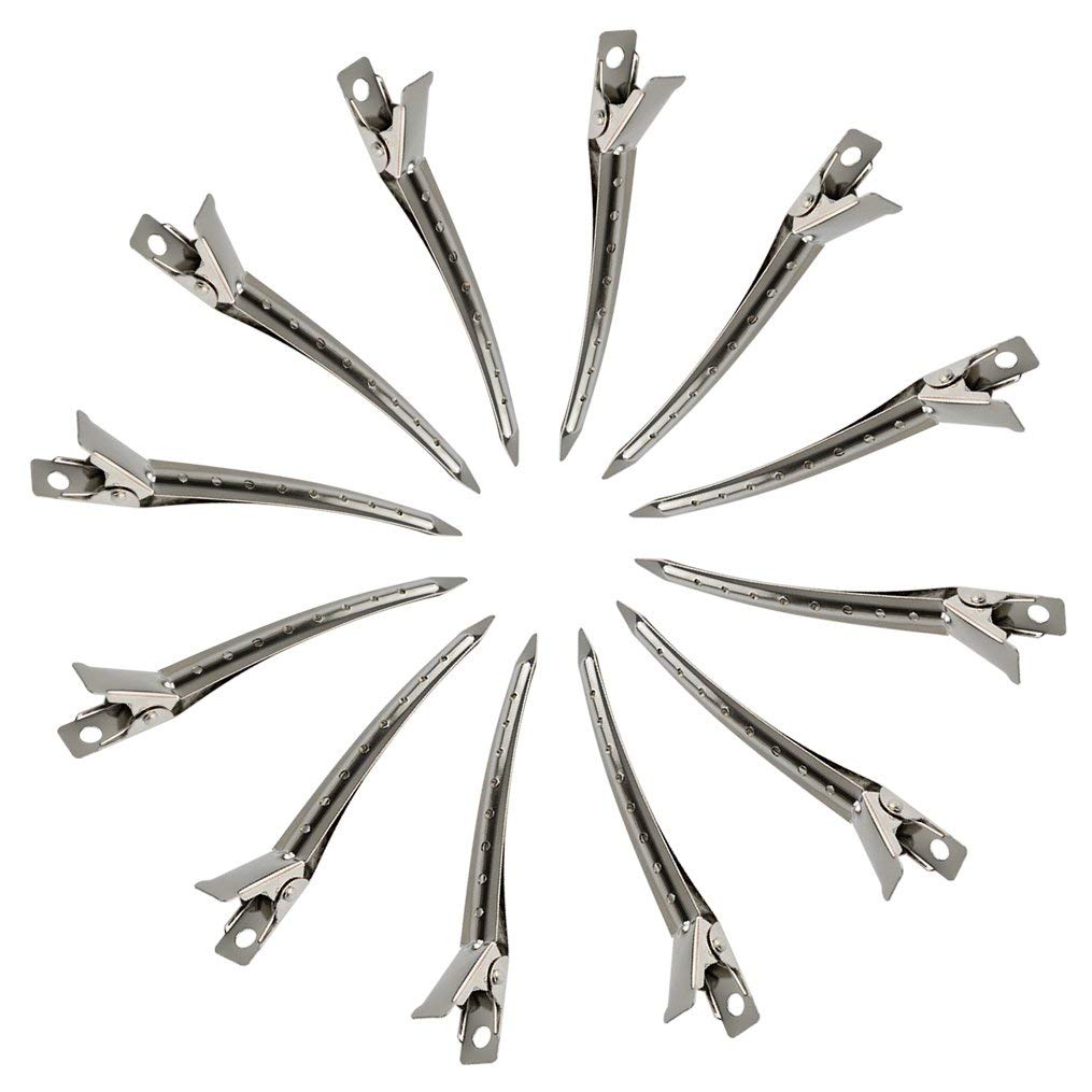 Cosluxe Professional Salon Hair Styling Steel Silver Section Clips Duck Bill Clips, 3.5 Rustproof Metall Clips With Holes For Hair Styling, Hair Coloring For Women, Silver (Pack Of 12) - Image 3