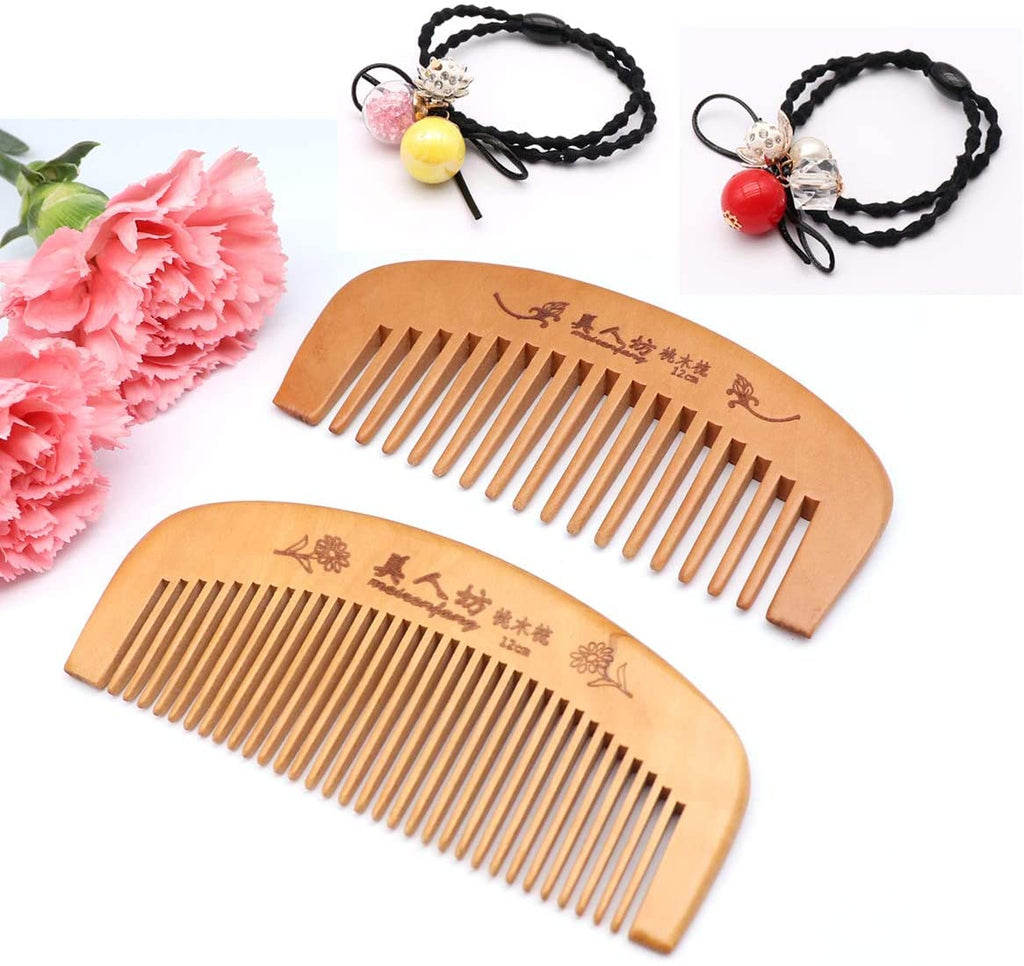COSLUXE Wooden hair comb for women, Hair Comb, Natural Wooden Anti Static Massage Comb with Fine and Wide Tooth for Men and Women Moon-Comb, 2 Pcs - Image 7