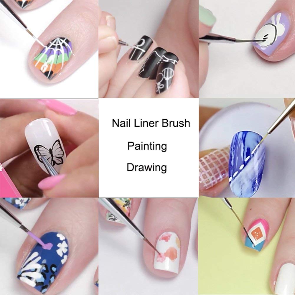 NAILWIND 5pcs Acrylic Nail Art Brush Set - Multicolor Nylon Round Heads - Plastic Handle - UV Gel Builder & DIY Tools - Image 7