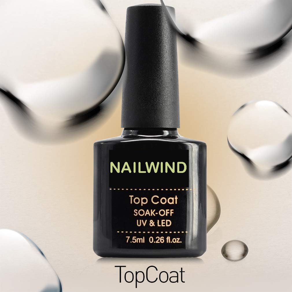 NAILWIND Gel Nail Polish top Coat, No Wipe Tempered Top Coat Soak off gel, Quick Drying, Long Lasting, 7.5ml - Image 2