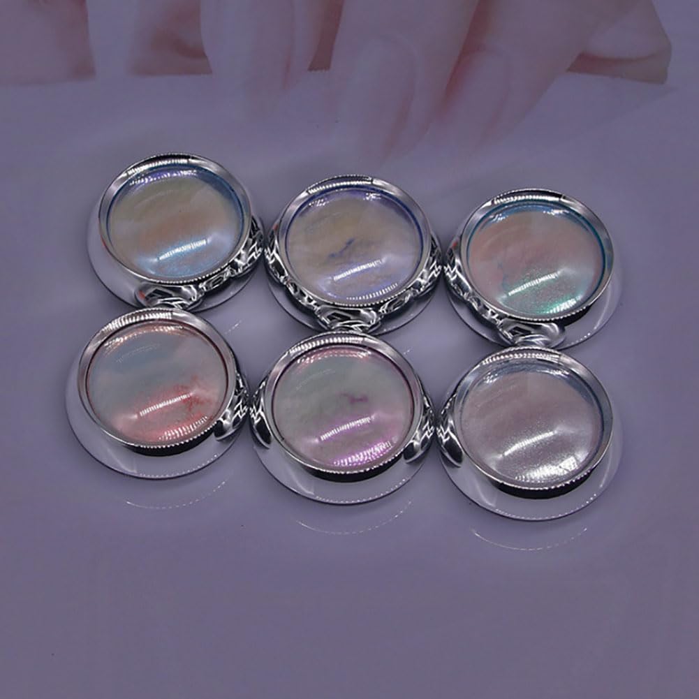 NAILWIND chrome powder, Chrome Nail Powder, 6 - Colors White Pearl Chrome Nail Powder Set, Metallic Nail Powder Mirror Effect White Chrome Powder Iridescent Nails Powder Manicure Pigment - Image 4