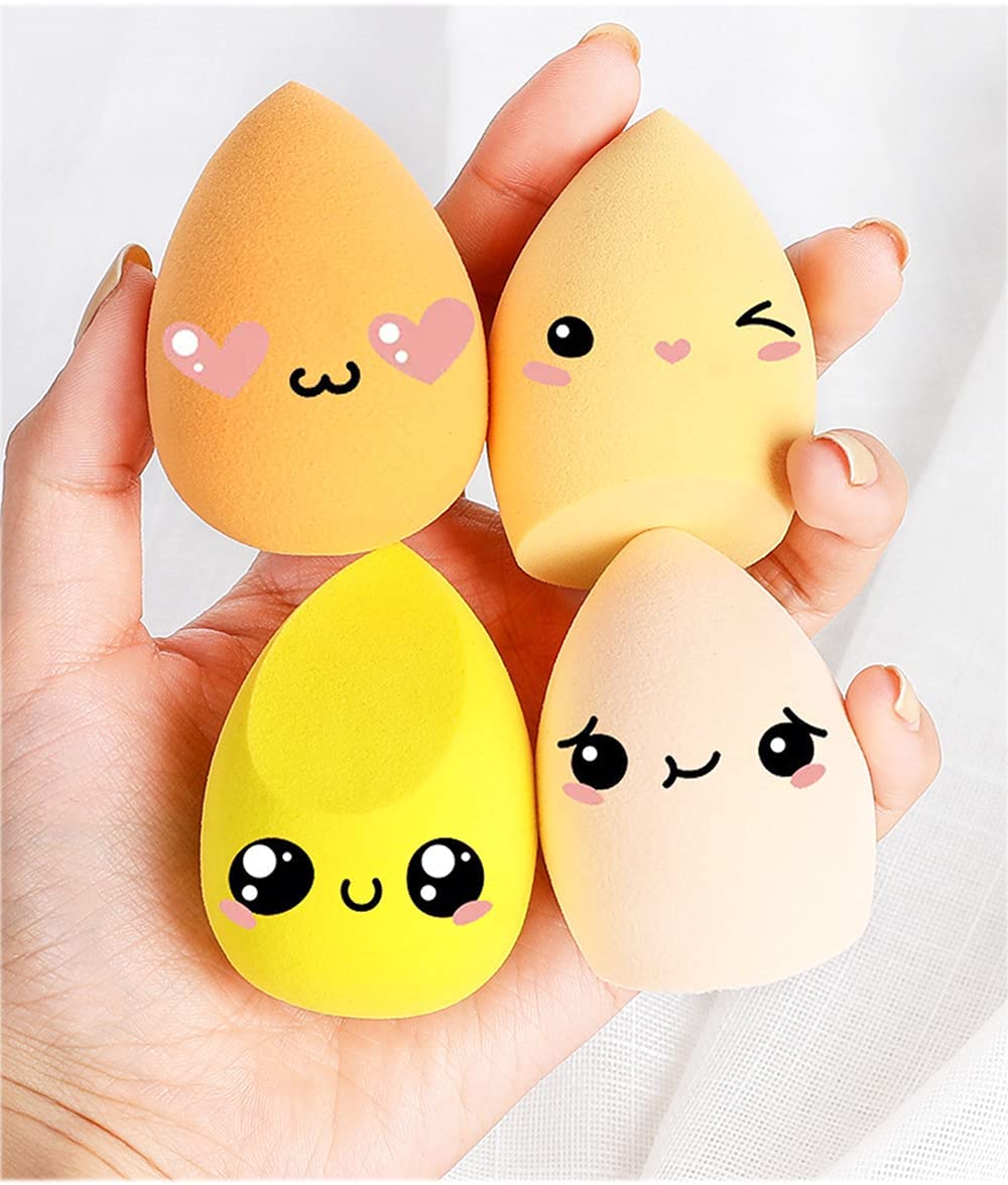 COSLUXE Makeup Sponge Set Beauty Blender with Egg Case, Soft Sponge For Liquid Foundation, Creams, and Powders?Latex Free Wet and Dry Makeup (Yellow Series, 4 Pcs) - Image 4