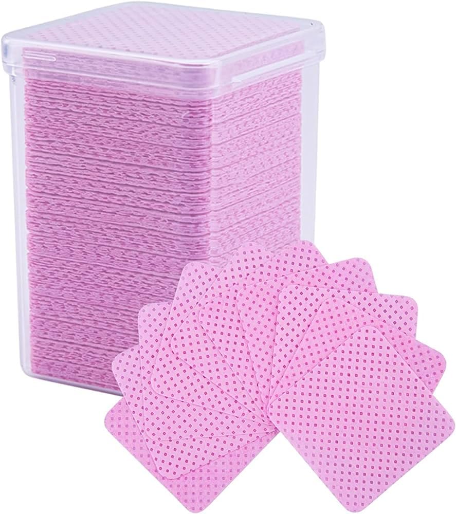 NAILWIND Lint Free Wipes, Cotton Pads for Nail Polish Removal, Eyelash Glue Cleaner, Extension Tool (Pink, 200-PCS)