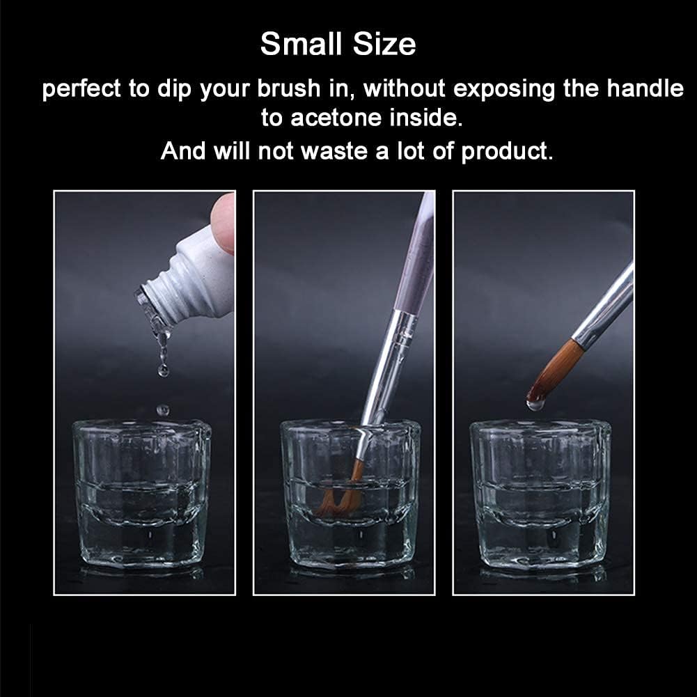 NAILWIND Dappen Dish Cups for Nail Art Acrylic Liquid - Clear Glass Nail Monomer Liquid Bowl Dampen Dish Powder Holder, Acrylic Glass Jar for Nails (pack of 4) - Image 4