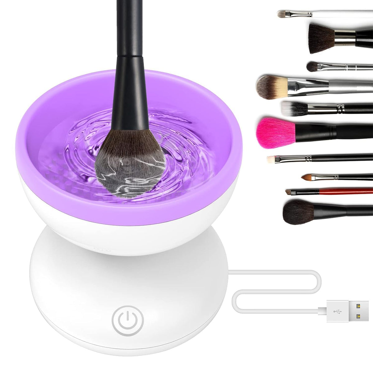 COSLUXE Automatic Makeup Brush Cleaner - Beauty Blender Cleanser Electric Brush Cleaner Spinner Tool for All Type Makeup Brushes - Cosmetic Brush Washing Cleaner All Size Makeup Brushes - Image 2