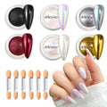 NAILWIND 6 Colors Chrome Nail Powder 6 Pcs, Mermaid Powder -White, Red, Silver, Gold, Black nail Chrome powders Mirror Effect - Iridescent Nail Pigment powder - Nail Art for Gel Nails