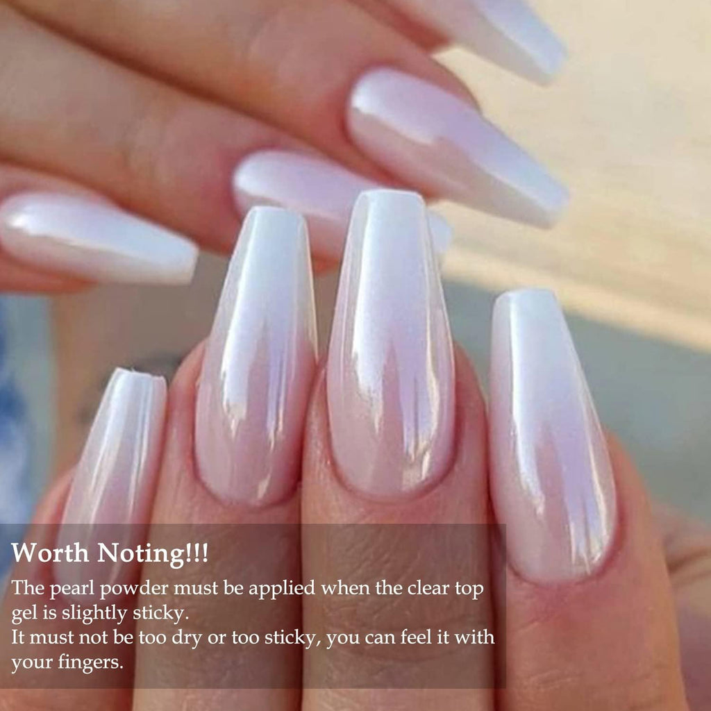NAILWIND White Pearl Chrome Nail Powder Solid Glitter Fairy Shell Nails Art Powder Holographic Ice Transparent Aurora Moonlight Manicure Pigment with Tool - Image 7