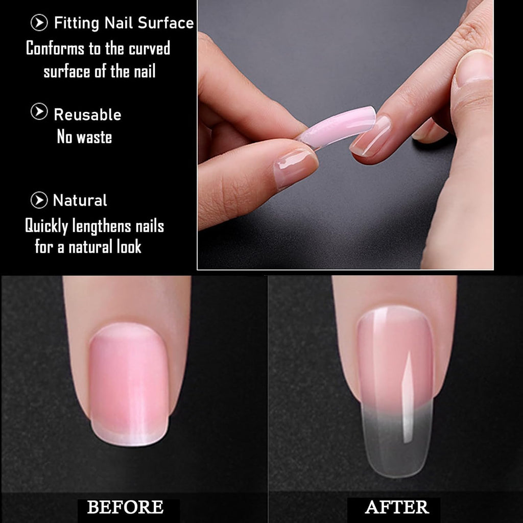 NAILWIND 100Pcs Poly Gel False Nail Tips, Nail Extension Form for Poly Nail Gel Nail Extension, Full Cover Uv Acrylic Nail Art Mold Fake Nails Extension Transparent Pack Of 1 - Image 2