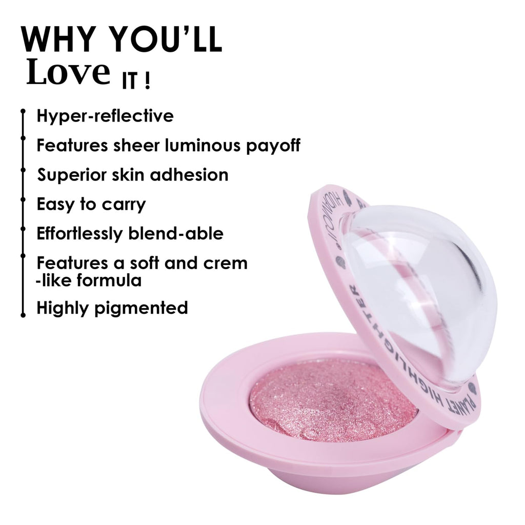 HUDAMOJI Planet Highlighter Collection, 4 Shimmering Shades, Cream Formula (pink, 5g) - Image 3
