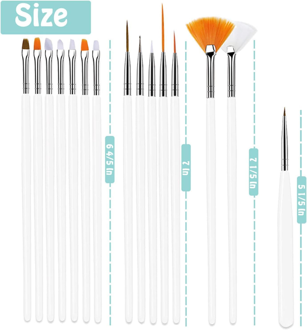NAILWIND Nail Art Brushes, Nail Art, Design Dotting Painting Drawing Polish Brush Pen Tools,Nail Designs on Gel Acrylic and Natural Nails- Salon (White, 15 PCS) - Image 7