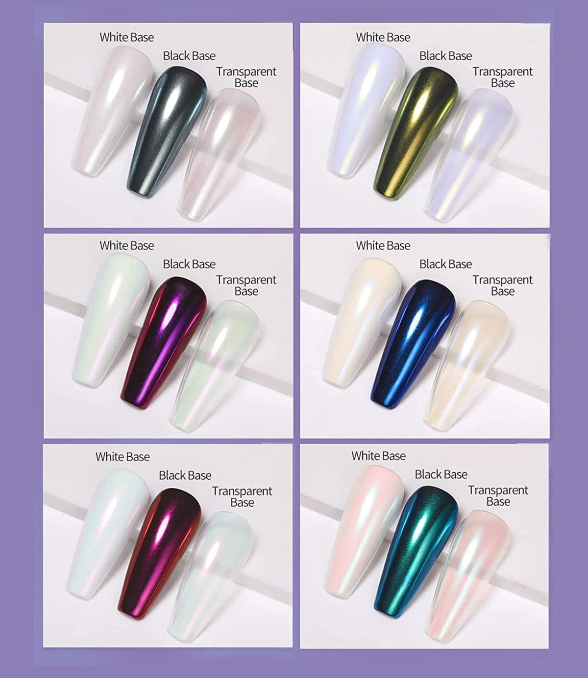NAILWIND chrome powder, Chrome Nail Powder, 6 - Colors White Pearl Chrome Nail Powder Set, Metallic Nail Powder Mirror Effect White Chrome Powder Iridescent Nails Powder Manicure Pigment - Image 5