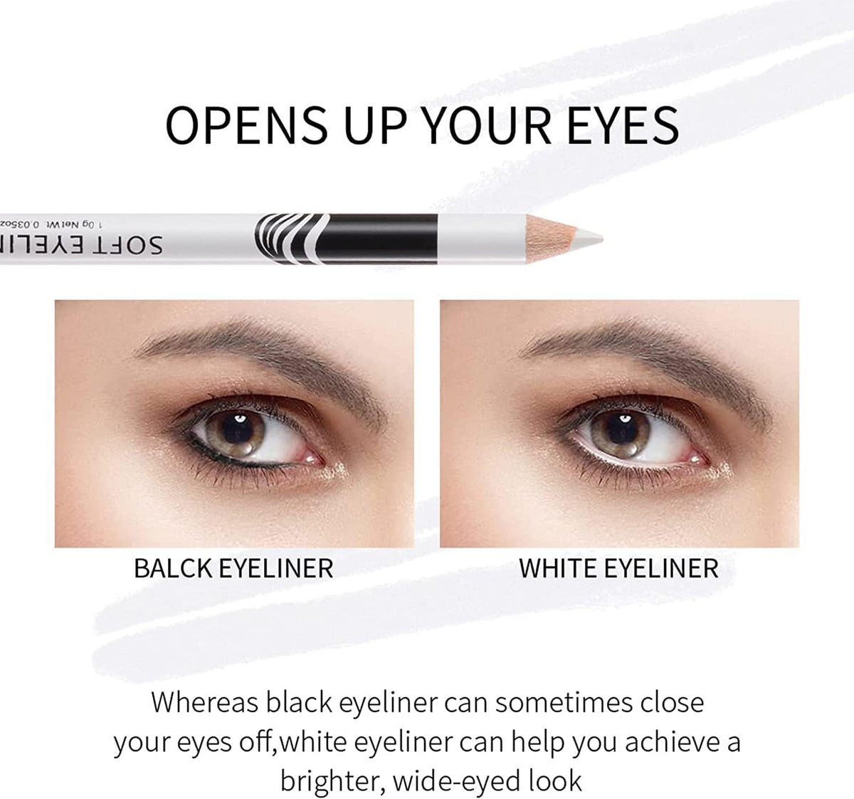 My Colors White Eyeliner Pencil Professional Highlighter Eye Liner Pen Waterproof Long Lasting Eyeliner1.8g white, 3 - pcs - Image 5