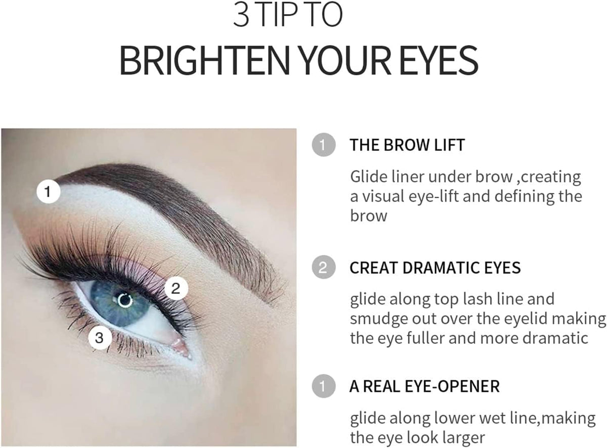 My Colors White Eyeliner Pencil Professional Highlighter Eye Liner Pen Waterproof Long Lasting Eyeliner1.8g white, 3 - pcs - Image 3