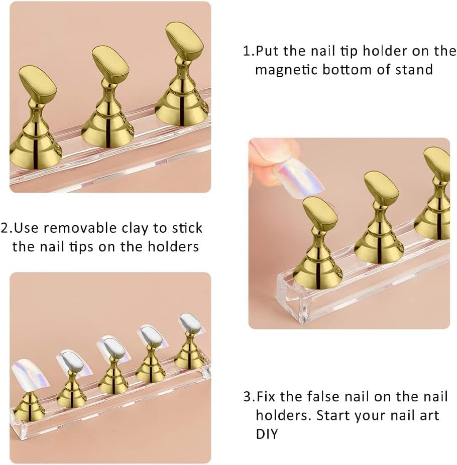 NAILWIND Acrylic Nail Display Stand Tip Holder Magnetic Nail Practice Stand Fingernail DIY Nail Art Stand for False Tip Salon and Home (BLACK, 1 - SET) - Image 5