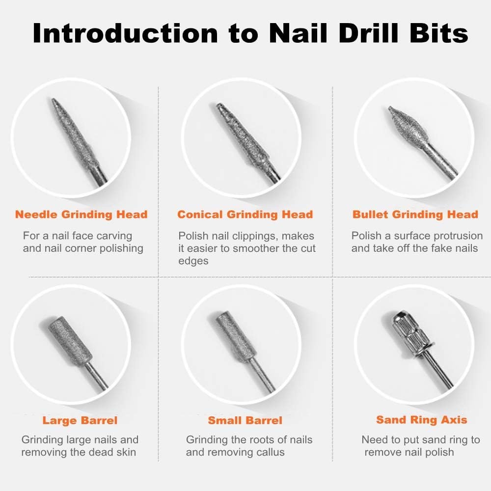 MY COLORS Nail Drill Bits Set Cuticle Tools, Electric Nail Drill Bits Kit 3/32", Nail Drill Machine for Nail Bits, Nail Polishing Clear and Care Drill Bits 6 - PCS - Image 2