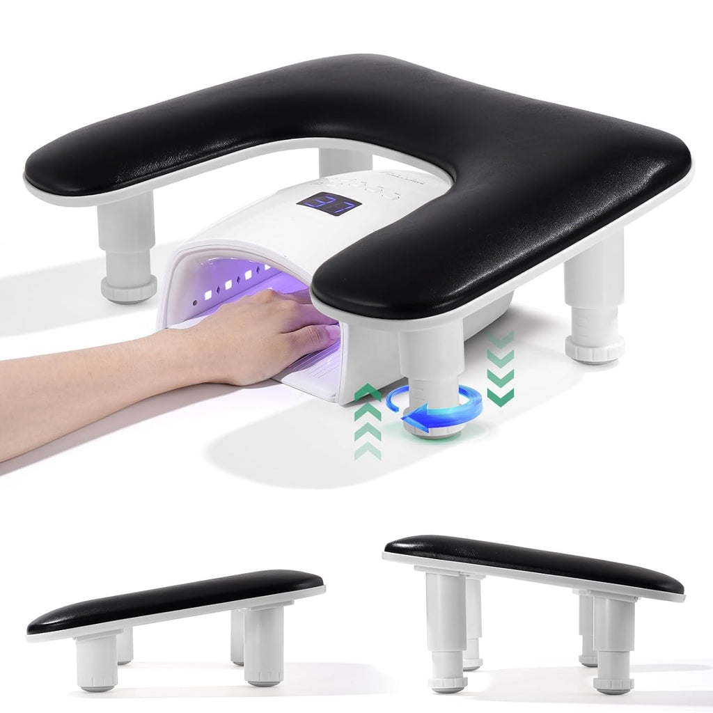 NAILWIND Big Arm Rest for Nails Tech | 2nd Generation U-Shaped Manicure Nail Arm Rest Stand Height Adjustable Armrest Microfiber PU Leather Hand Rest Pillow for Acrylic Nails (Black) - Image 8