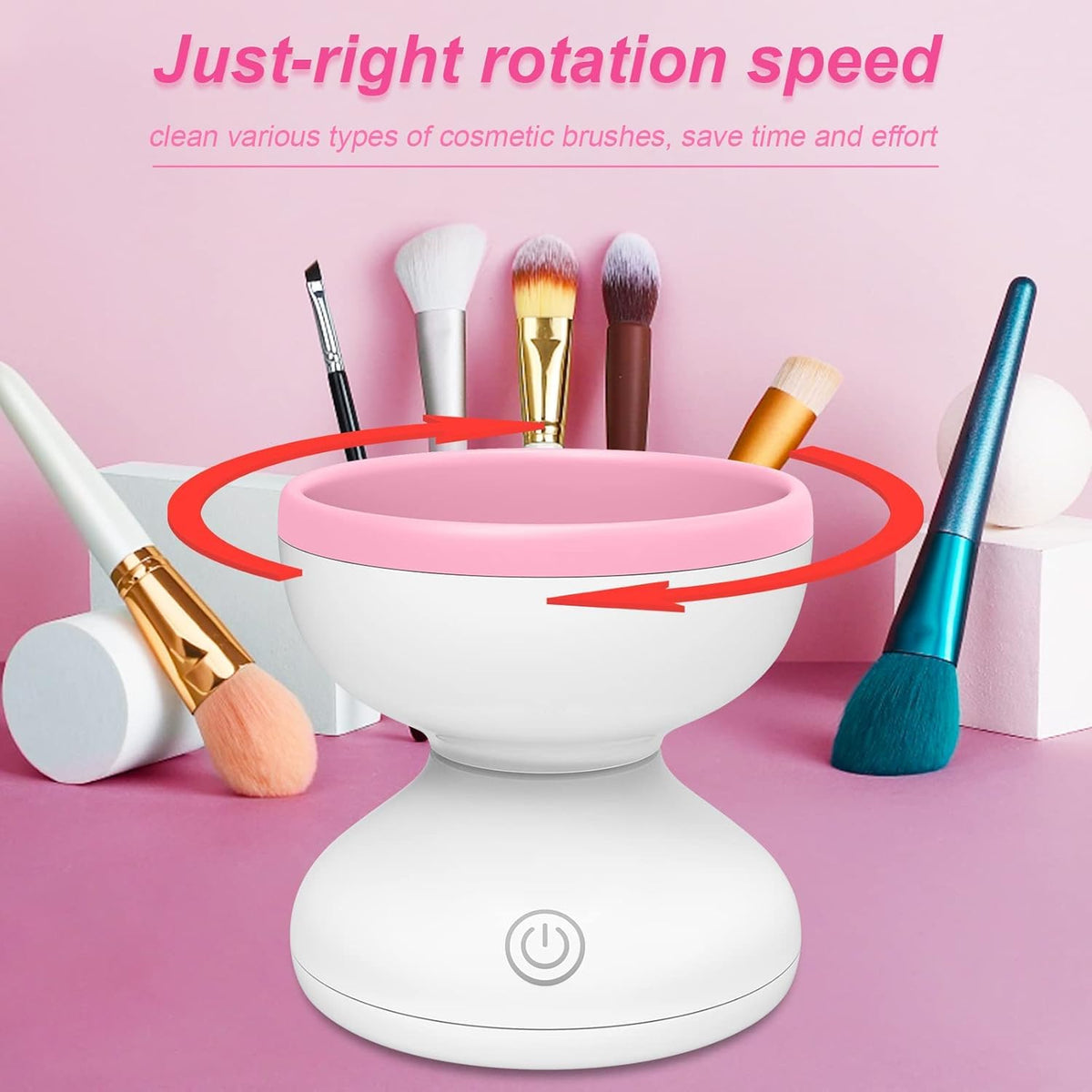COSLUXE Automatic Makeup Brush Cleaner - Beauty Blender Cleanser Electric Brush Cleaner Spinner Tool for All Type Makeup Brushes - Cosmetic Brush Washing Cleaner All Size Makeup Brushes - Image 5