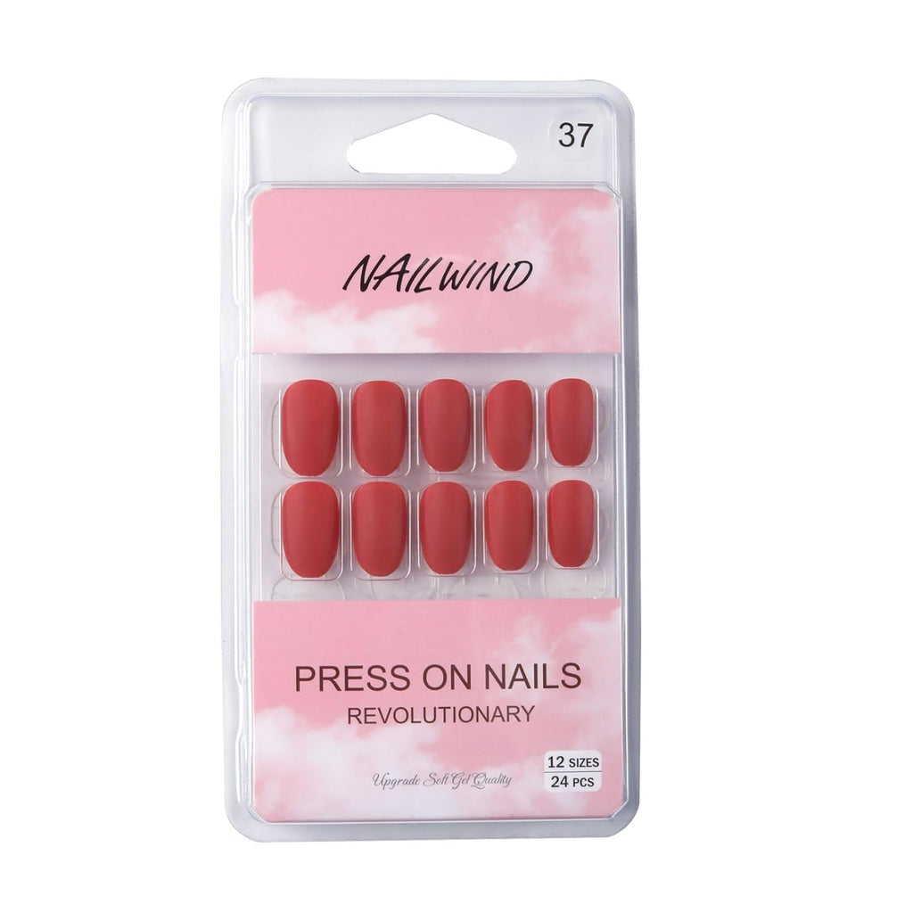 NAILWIND 24pcs Press on Nails | Matte Natural French Short False Nails | Acrylic Full Cover Nails | Natural Fake Nails Delicate & Comfortable for Women and Girls (V-37) - Image 5