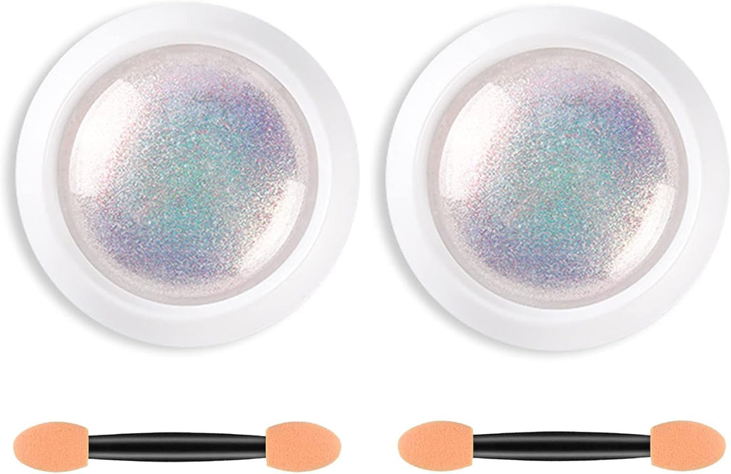 MY COLORS White Rainbow Chrome Nail Powder Set, Reflective Glitter Metallic Mirror Effect for Nails Art Design 3D Holographic Silver Rose Gold Pigment - Image 6